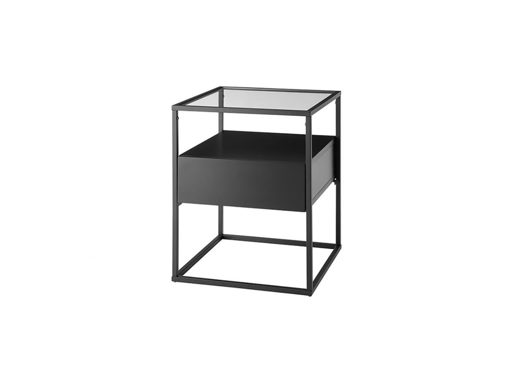 Bout de canapé bois noir et verre design