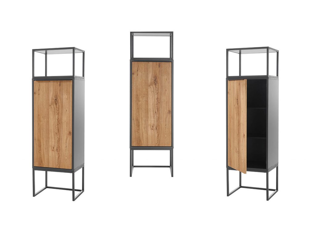 Meuble étagères bois gris anthracite laqué