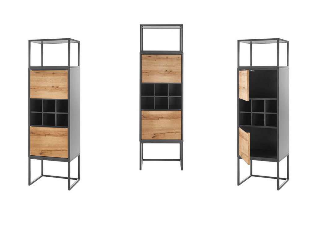 Meuble étagères bois gris anthracite laqué