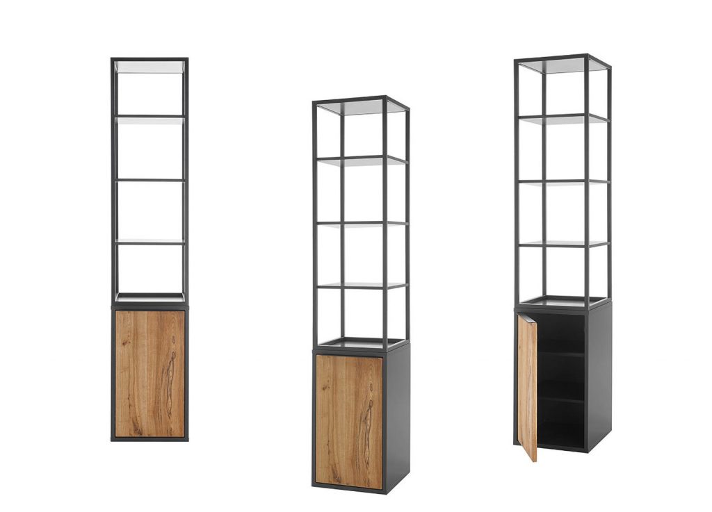 Meuble étagères bois gris anthracite laqué