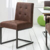 Chaise cantilever aspect cuir marron vintage