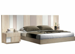 Lit double adulte en bois de teck et blanc moderne