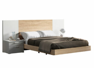 Lit double adulte bois et blanc design