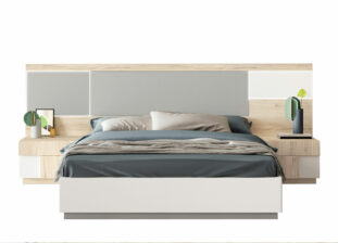 Lit coffre adulte avec led et chevets modernes