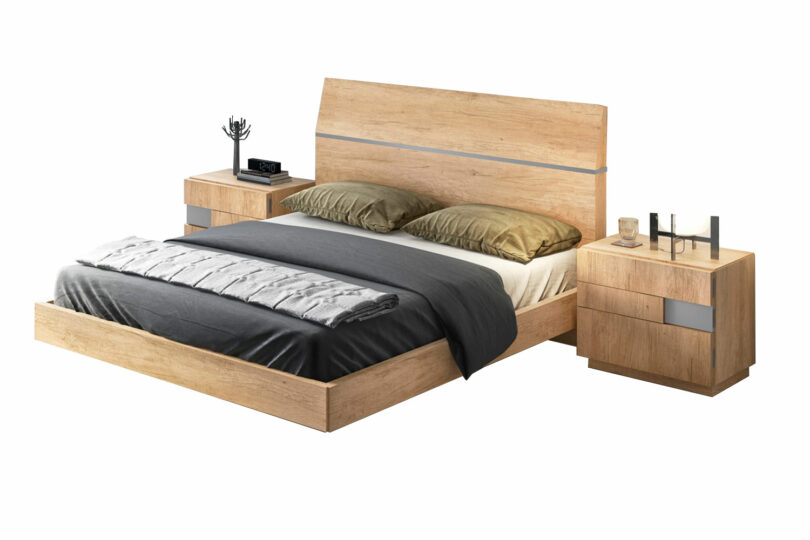 Lit de chambre à coucher adulte en bois
