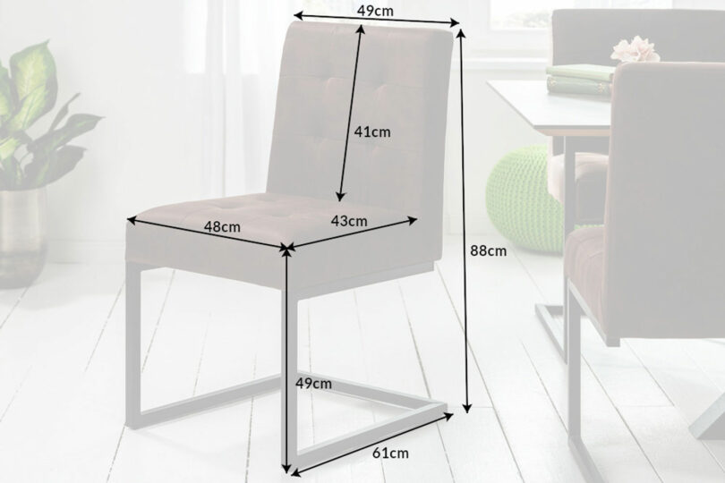 Dimensions de la chaise de séjour industrielle