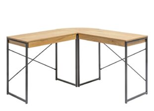 bureau d'angle en bois avec tiroirs