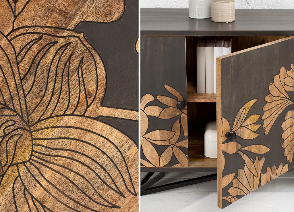 Buffet bois massif avec ornement design