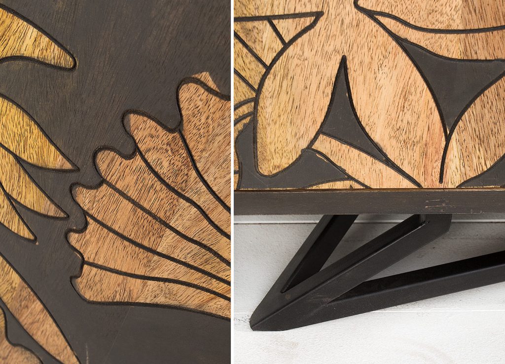Buffet bois massif avec ornement design