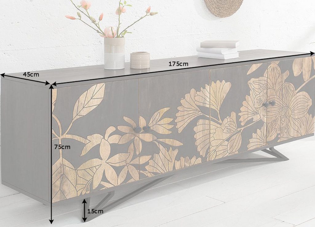 Buffet bois massif avec ornement design
