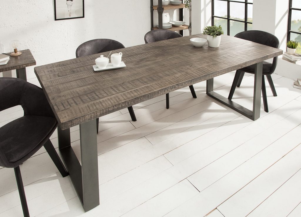 Table repas bois massif naturel pieds pétal