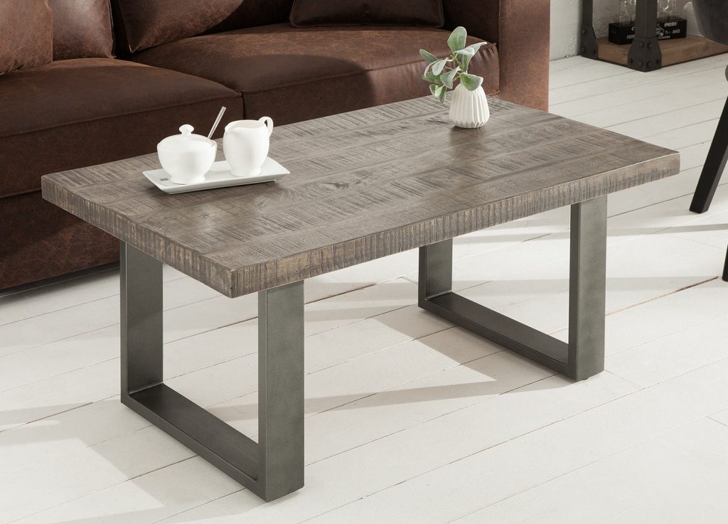 Table basse bois massif naturel pieds métal