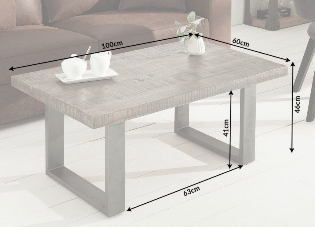 Table basse bois massif naturel pieds métal