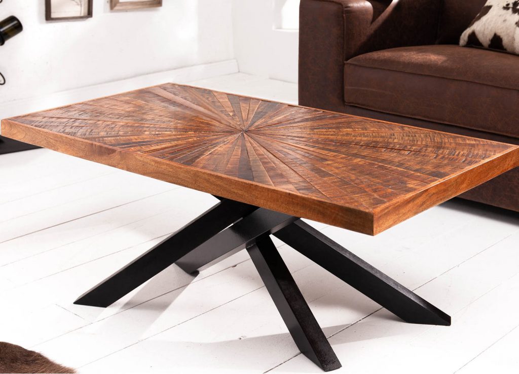 Table basse en bois de Manguier et métal