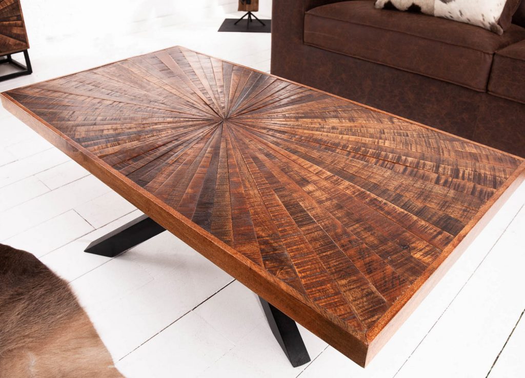 Table basse en bois de Manguier et métal