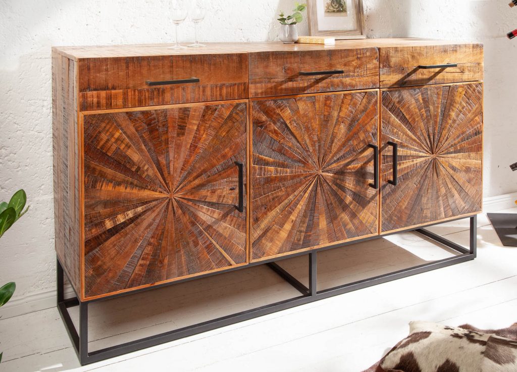 Meuble buffet bois massif avec motifs