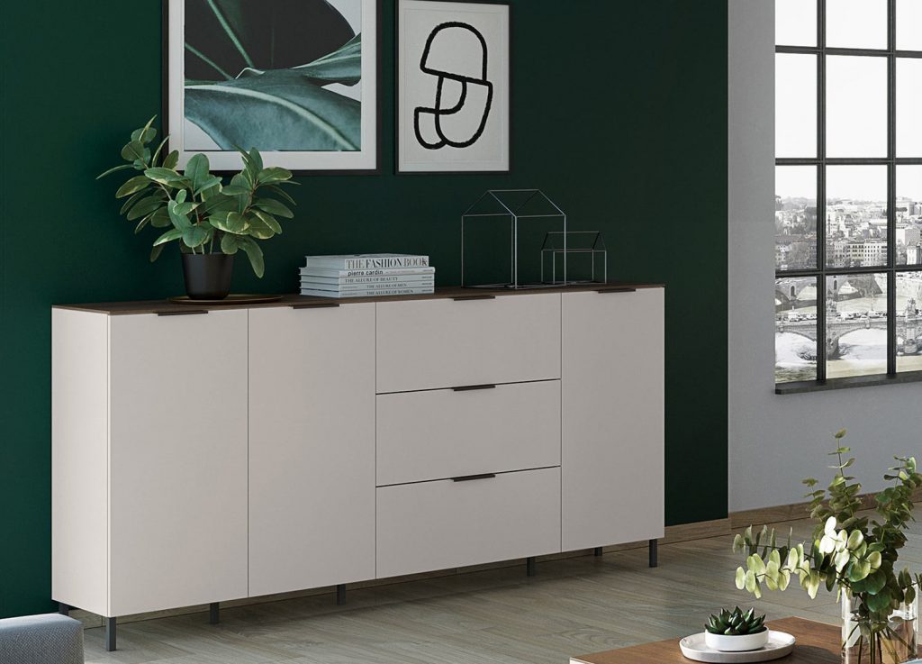 Long buffet en bois blanc design