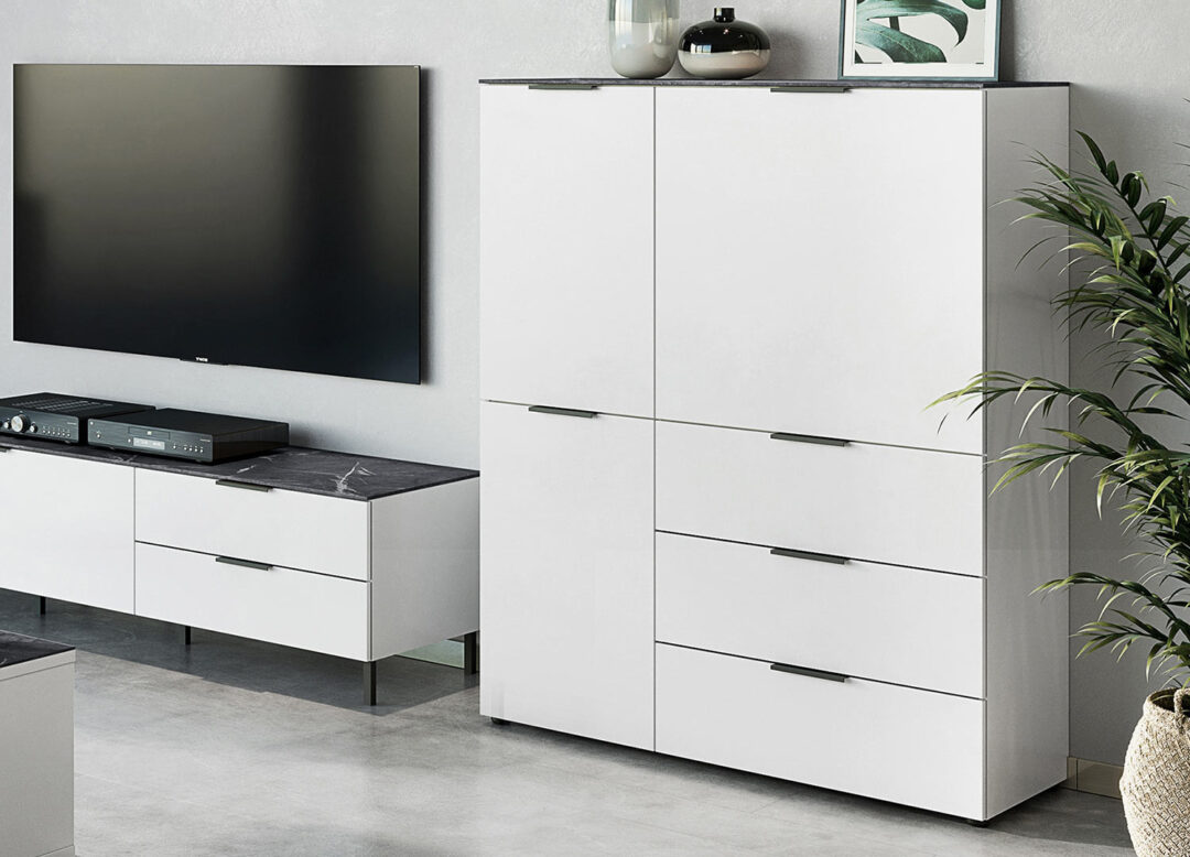 Buffet haut blanc et gris