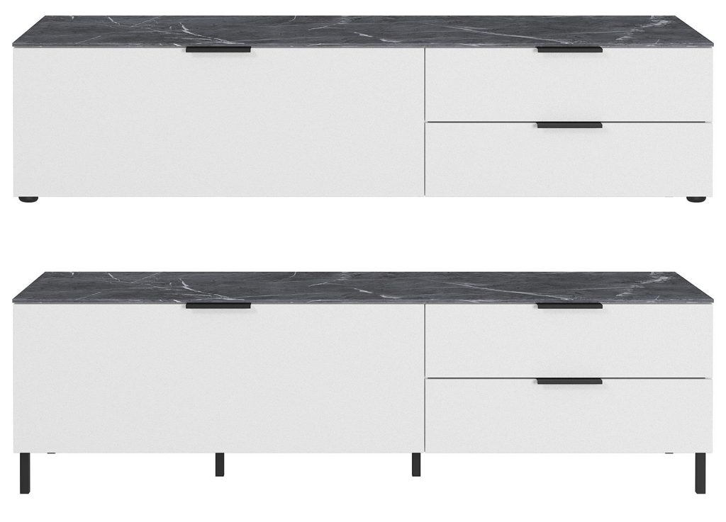 Meuble télé gris effet marbre contemporain