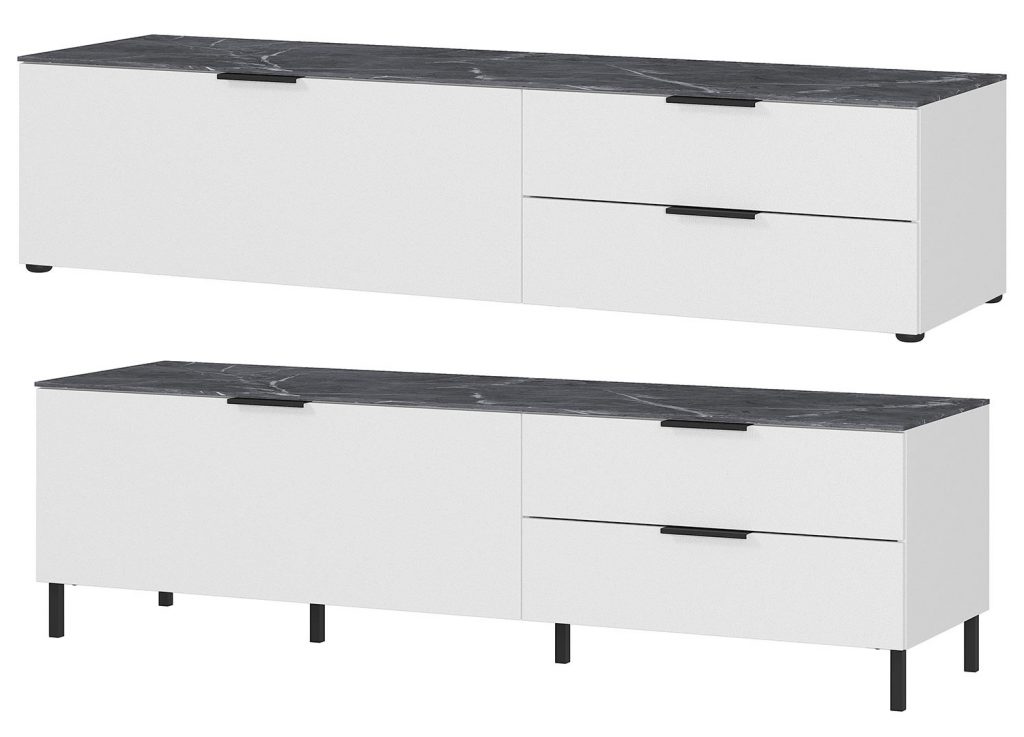 Meuble télé gris effet marbre contemporain