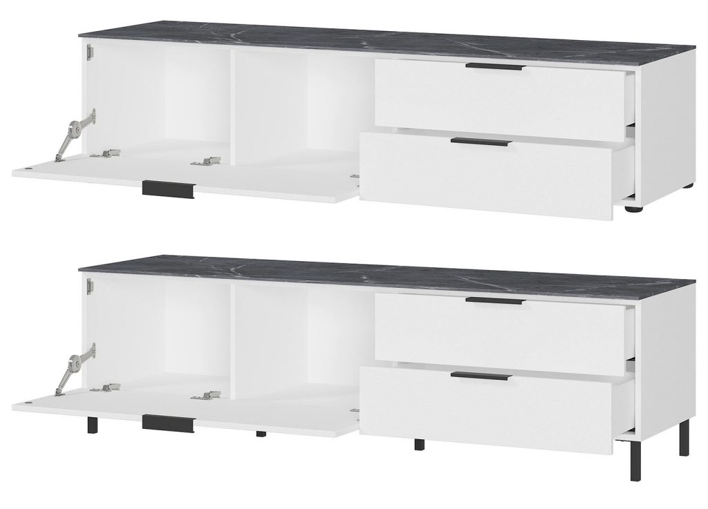 Meuble télé gris effet marbre contemporain