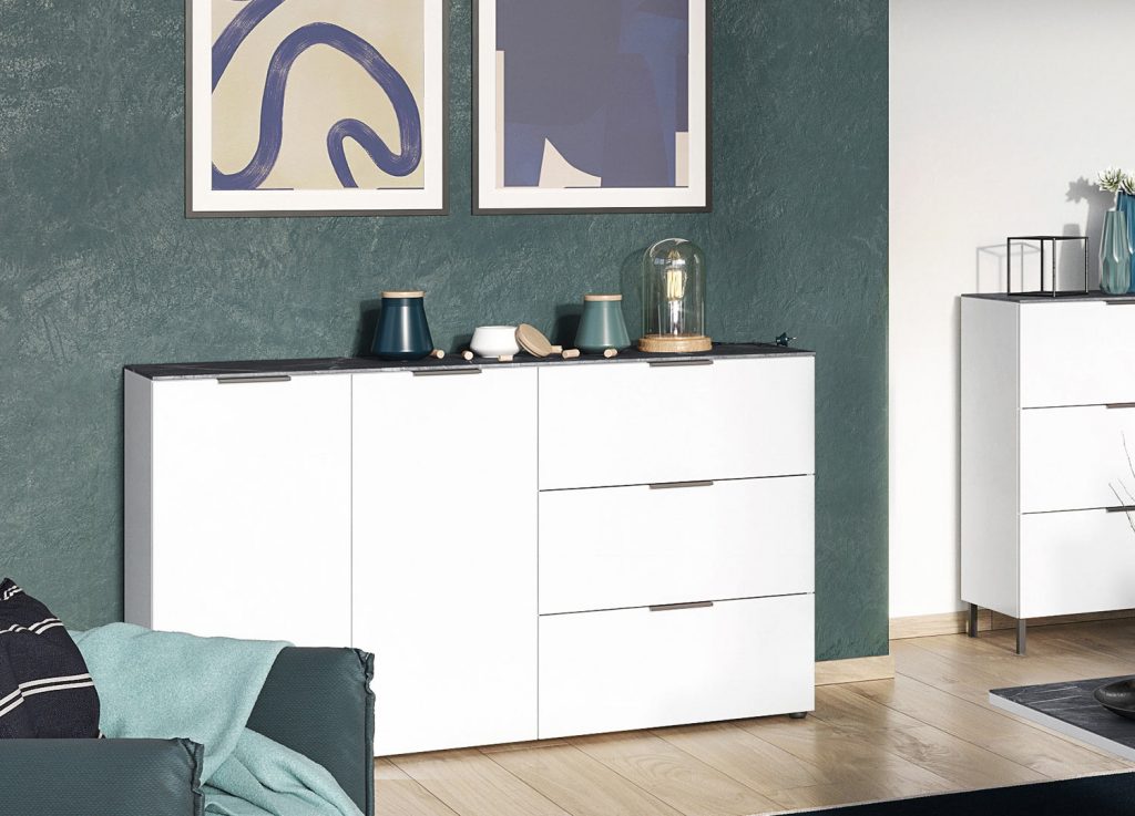 Buffet en bois blanc et gris foncé design