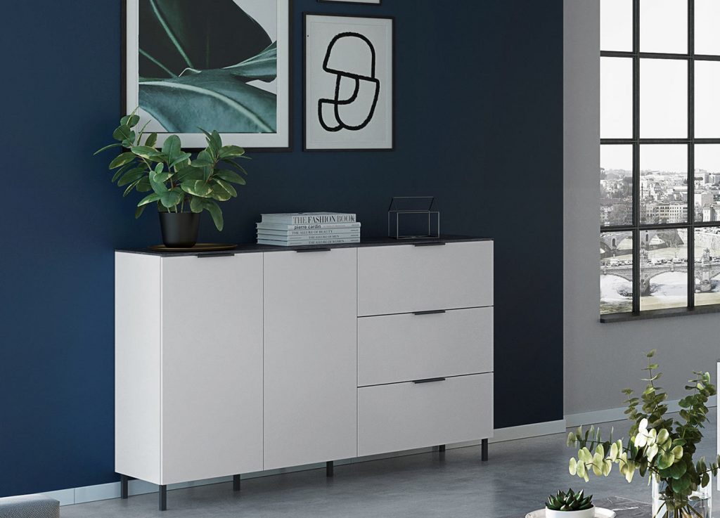 Buffet en bois blanc et gris foncé design