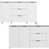 Long buffet en bois blanc et gris design