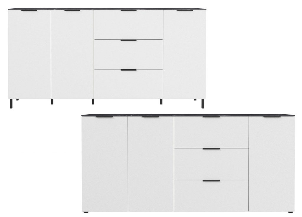 Long buffet en bois blanc et gris design