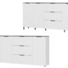 Long buffet en bois blanc et gris design