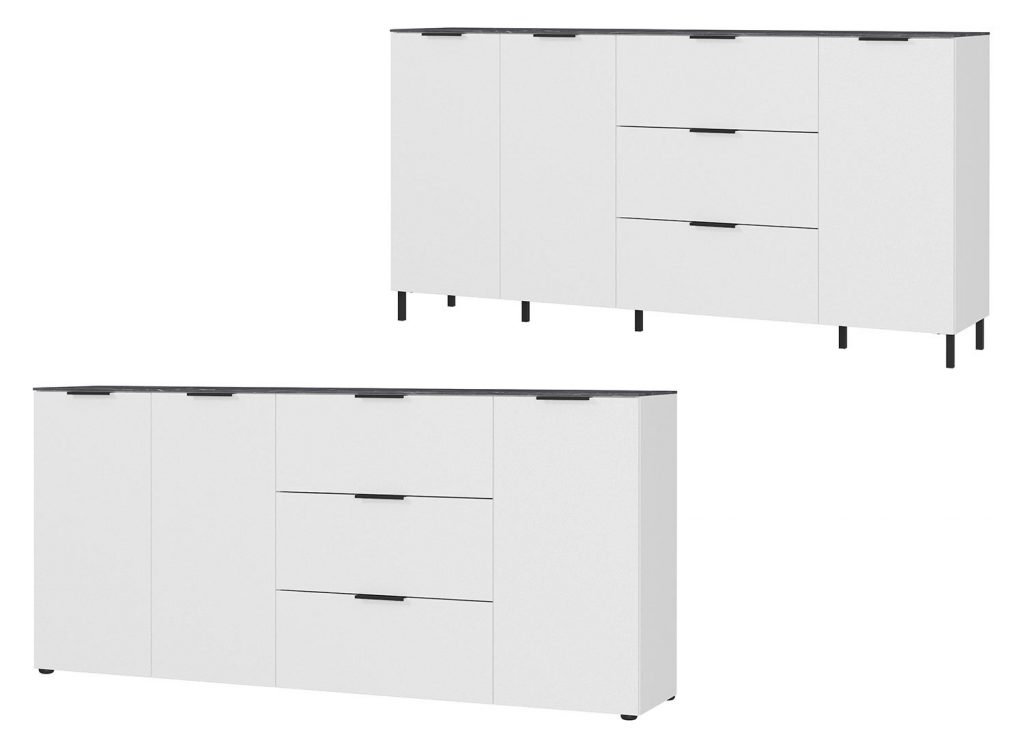 Long buffet en bois blanc et gris design