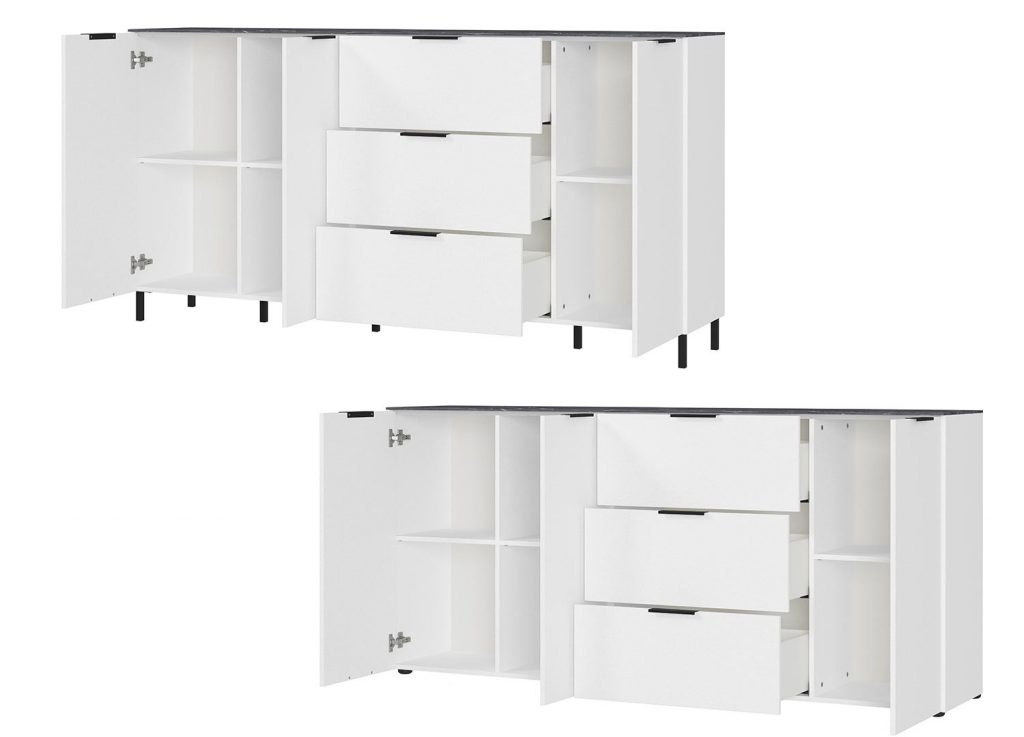 Long buffet en bois blanc et gris design