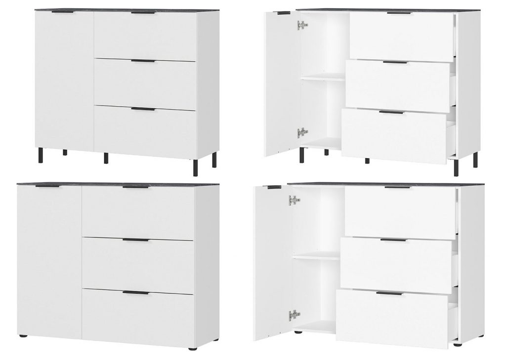 Grand meuble commode blanche et grise