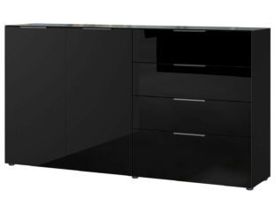 Grand meuble buffet noir et verre