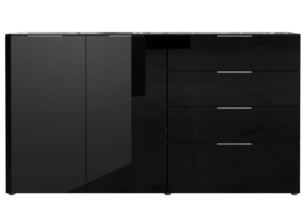 Grand meuble buffet noir et verre