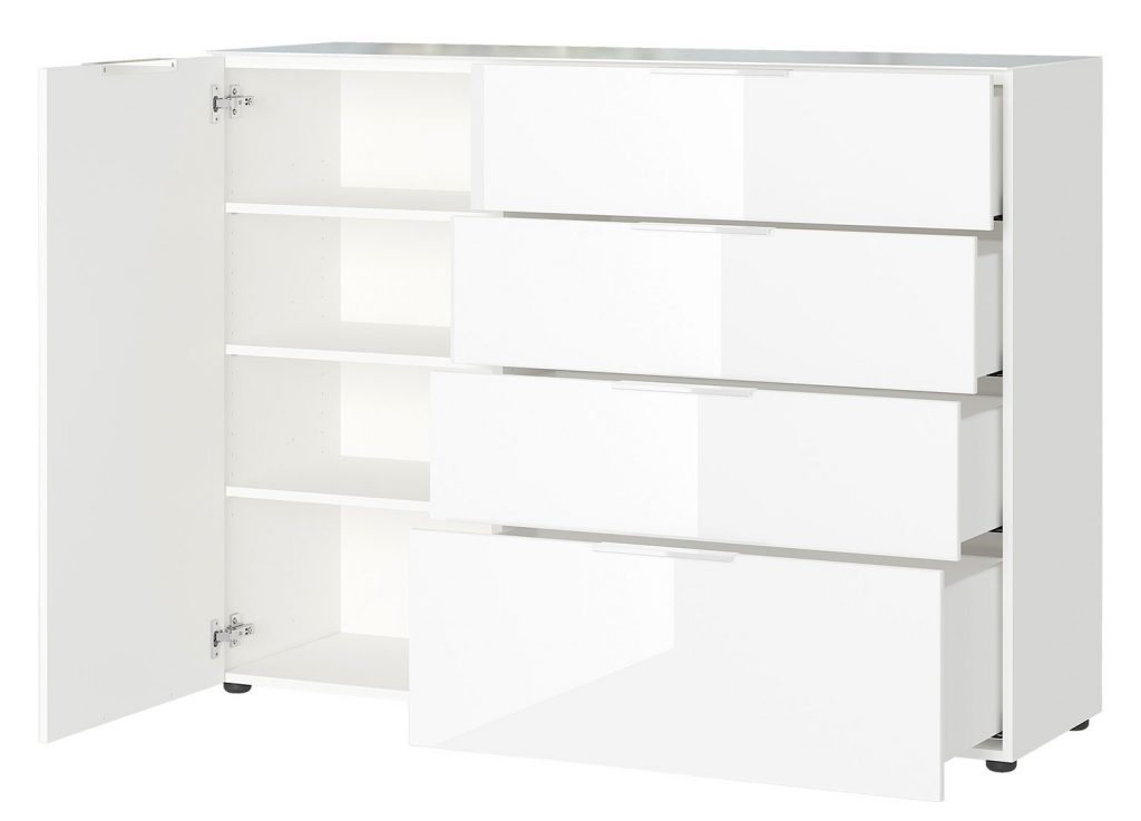 Petit meuble buffet blanc et verre