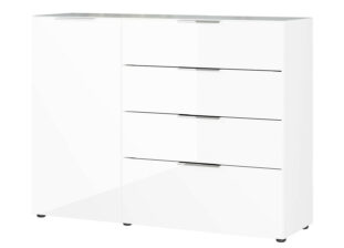 Petit meuble buffet blanc et verre