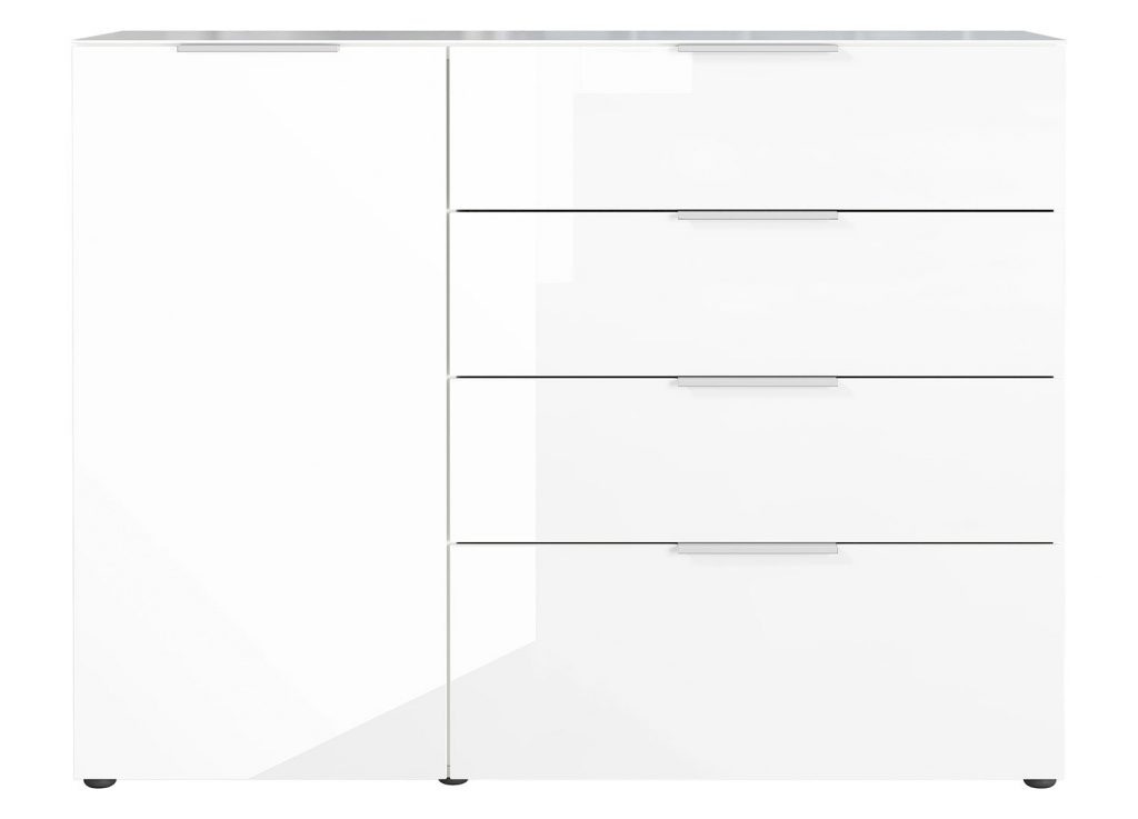 Petit meuble buffet blanc et verre
