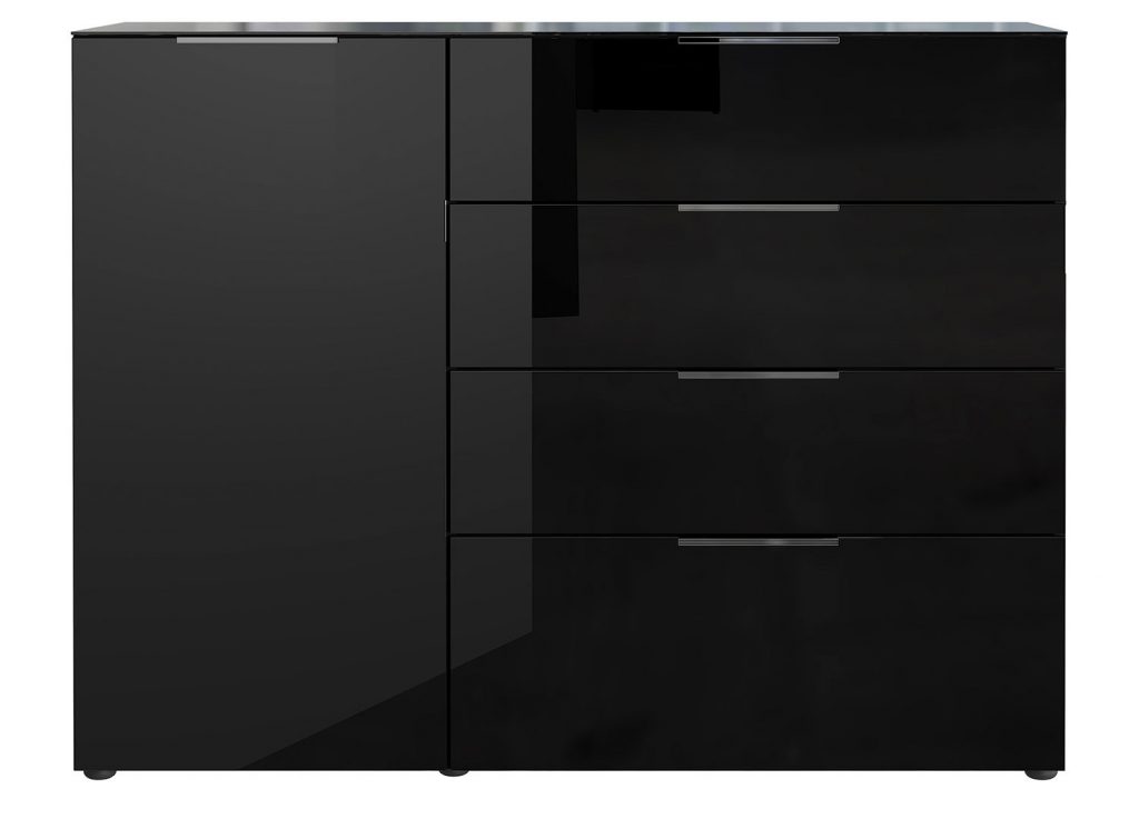 Petit meuble buffet noir et verre