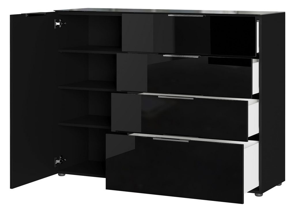 Petit meuble buffet noir et verre