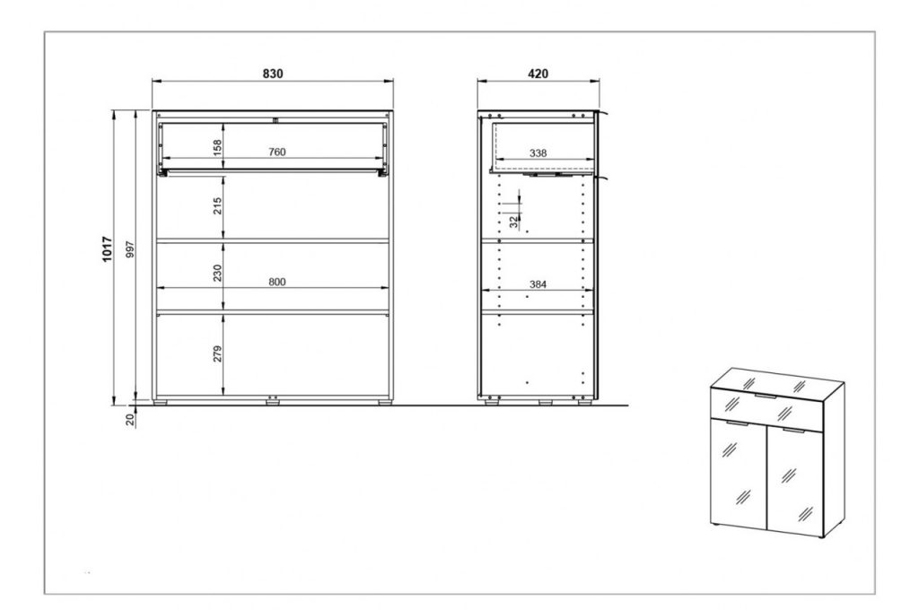 Meuble commode blanc et verre