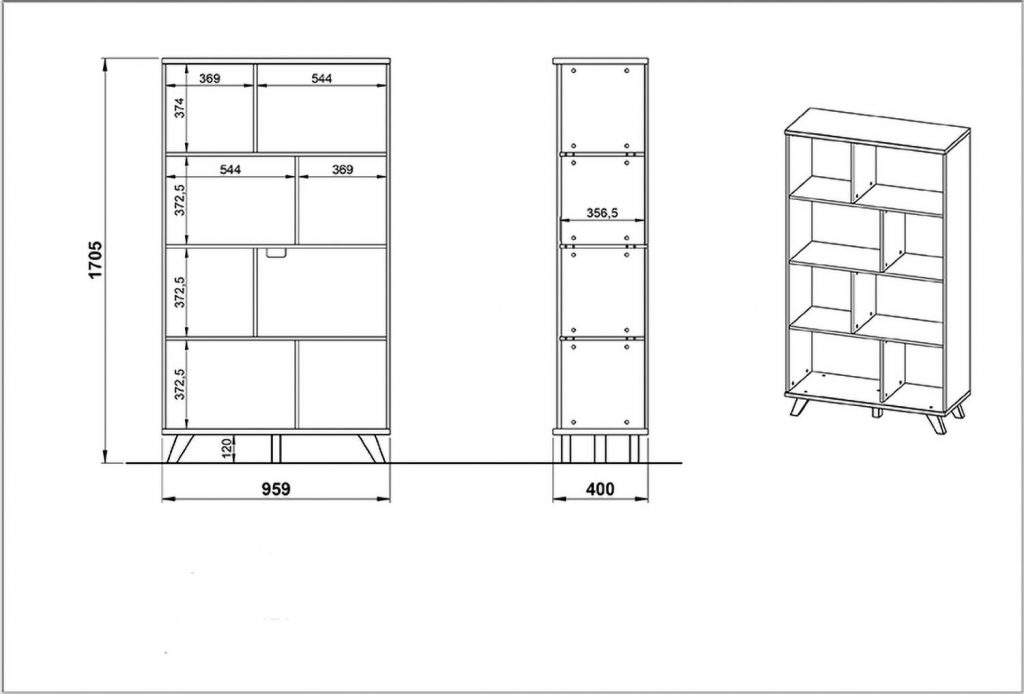 Meuble de rangement bois et blanc laqué mat