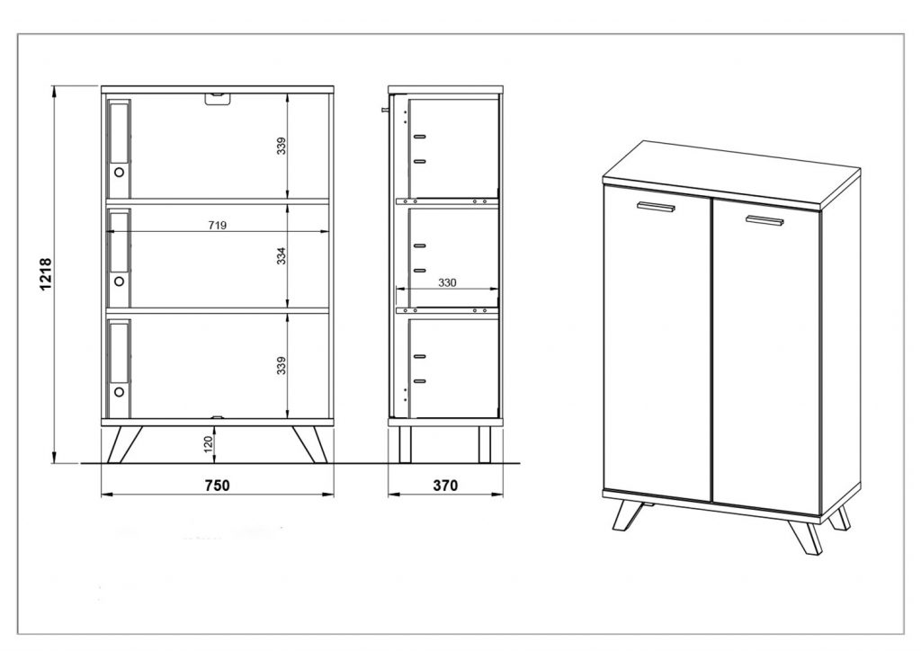 Petite armoire blanche laquée mat et bois de chêne