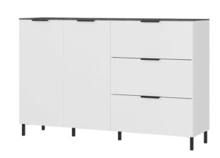 Buffet moderne bois blanc et gris effet marbre