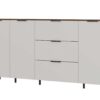 Meuble buffet bahut blanc cachemire et plateau noyer