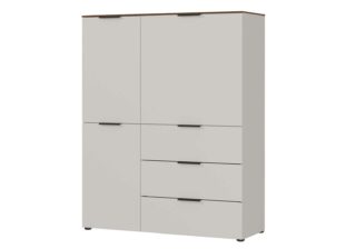 Meuble buffet haut blanc cachemire et noyer