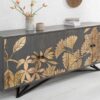 Meuble buffet en bois massif de manguier peint en gris naturel moderne