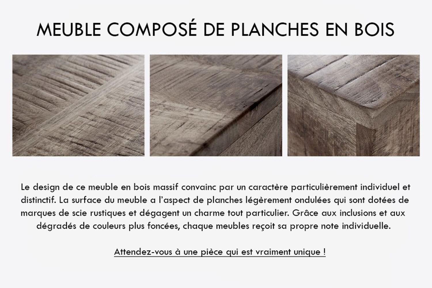 Planches de bois en manguier massif foncé