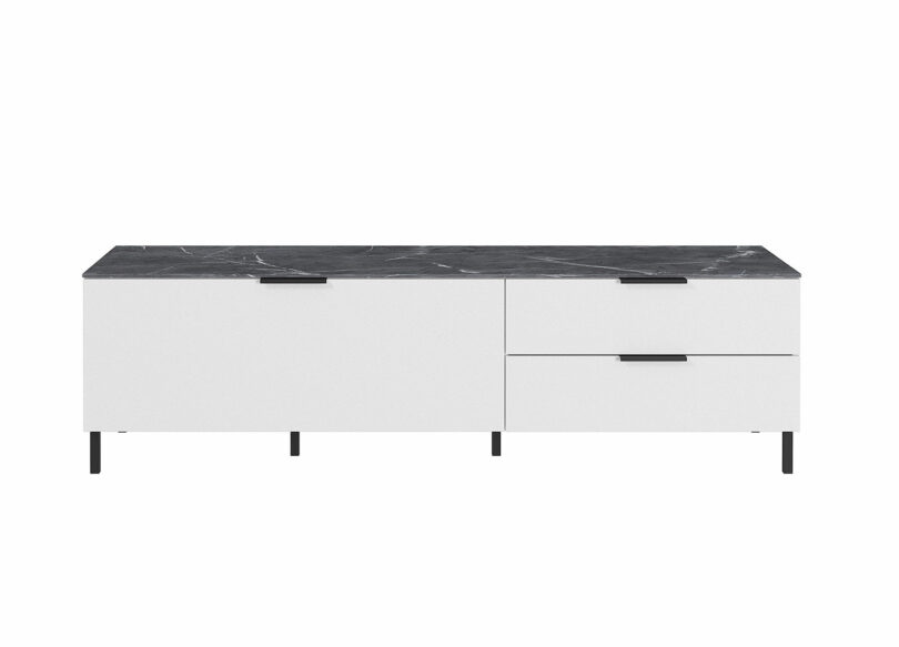 meuble tv blanc et gris effet marbre