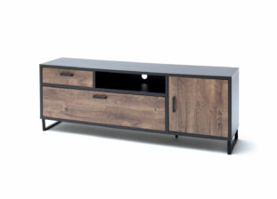 Meuble télé gris et décor chêne